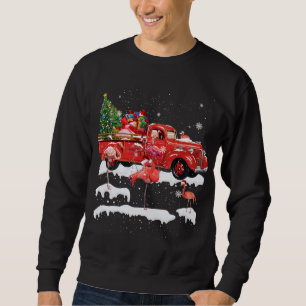 Flamingo Riding Red Truck Merry Christmas X-mas Ug Sweatshirt