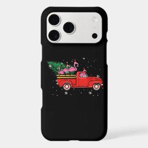 Flamingo Riding Red Truck Xmas Santa Hat Christmas