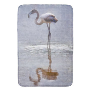 Flamingo Ripples and Reflections Watercolor Bath Mat