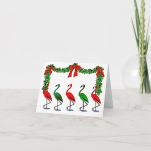 Flamingo Rockettes Dancing Show Holiday Card