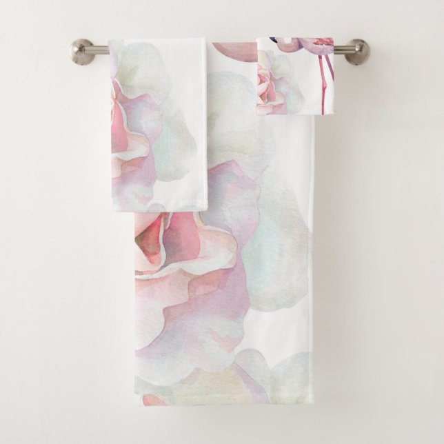 Flamingo Rose Collection Bath Towel Set (Insitu)