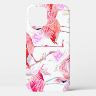Flamingo Rose: Watercolor Bird Floral iPhone 12 Case