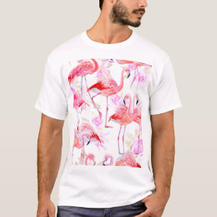 Flamingo Rose: Watercolor Bird Floral T-Shirt