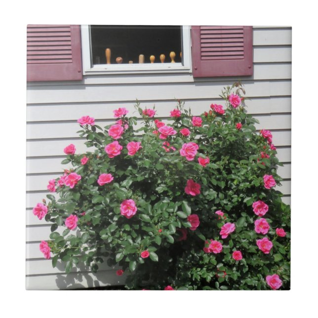 Flamingo Roses with Woodworking Screwdrivers Ceramic Tile (Front)