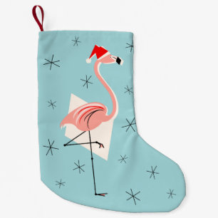 Flamingo Santa Blue stocking