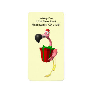 Flamingo Santa Christmas Avery Label