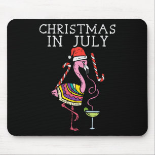 Flamingo Santa Christmas In July Funny Summer Xmas Mouse Pad