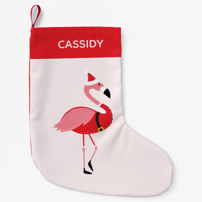 Flamingo Santa Fun Animal Small Christmas Stocking (Front)