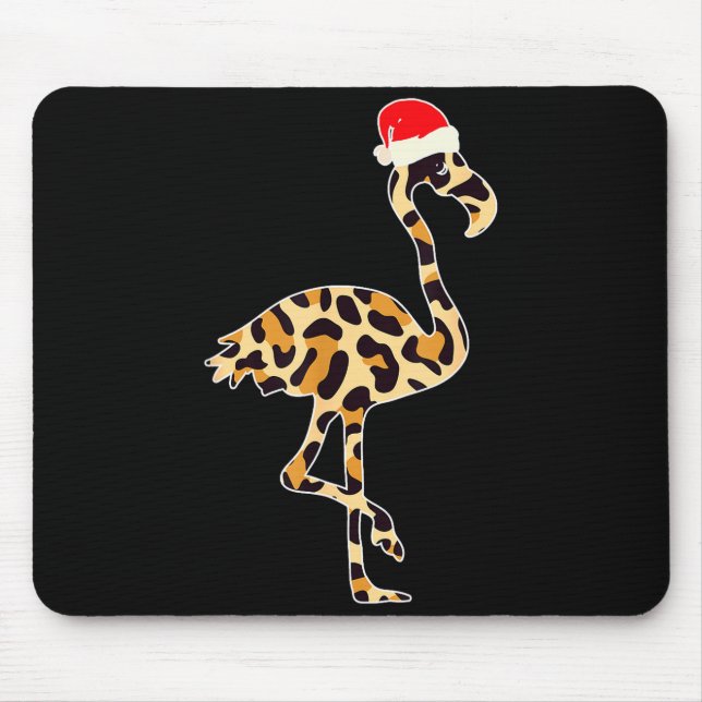 Flamingo Santa Hat Family Matching Christmas Leopa Mouse Pad (Front)