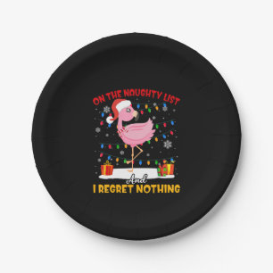 Flamingo   Santa Naughty List Flamingo Christmas Paper Plate