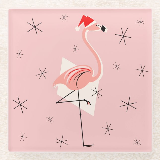 Flamingo Santa Pink coaster (Front)