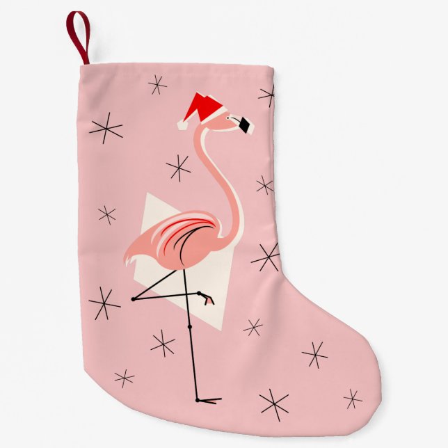 Flamingo Santa Pink stocking (Front)