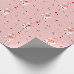 Flamingo Santa Pink wrapping paper