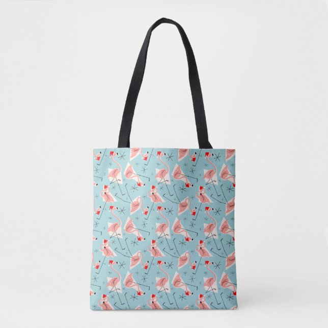 Flamingo Santas Blue Multi all over tote bag (Front)