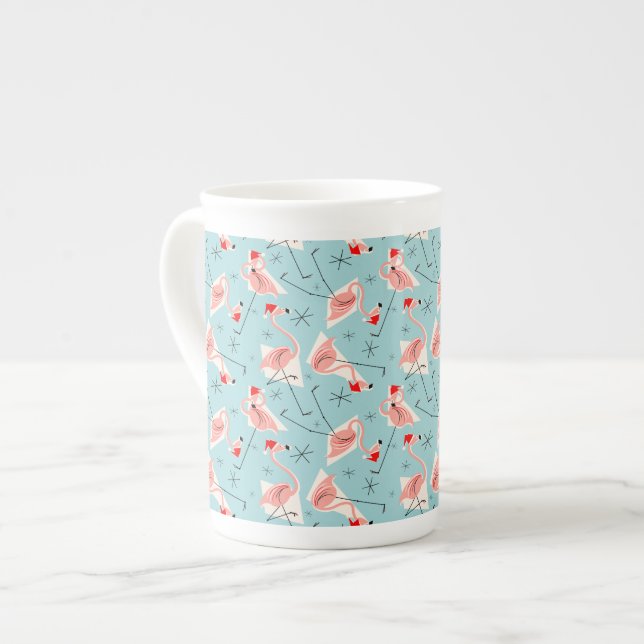 Flamingo Santas Blue Multi bone china Mug (Front Left)