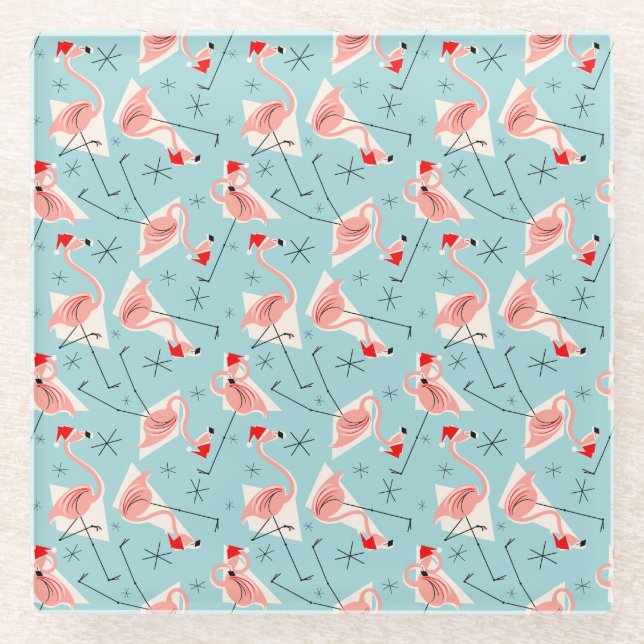 Flamingo Santas Blue Multi coaster (Front)