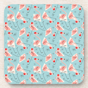 Flamingo Santas Blue Multi coasters plastic