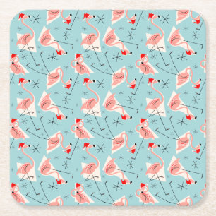 Flamingo Santas Blue Multi coasters square