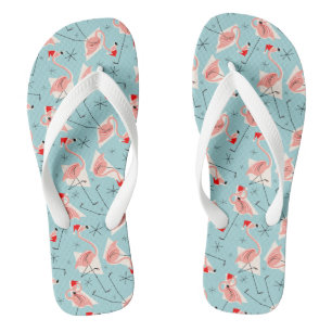 Flamingo Santas Blue Multi flip flops