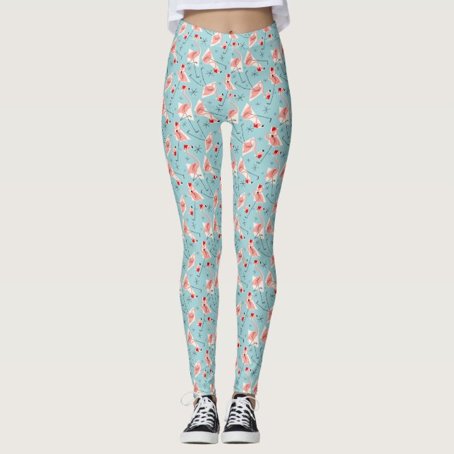 Flamingo Santas Blue Multi leggings (Front)