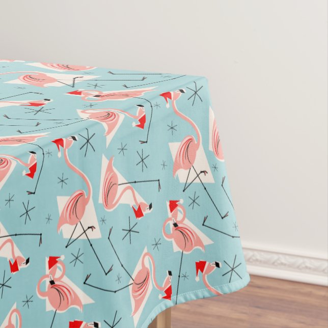 Flamingo Santas Blue Multi tablecloth (In Situ)
