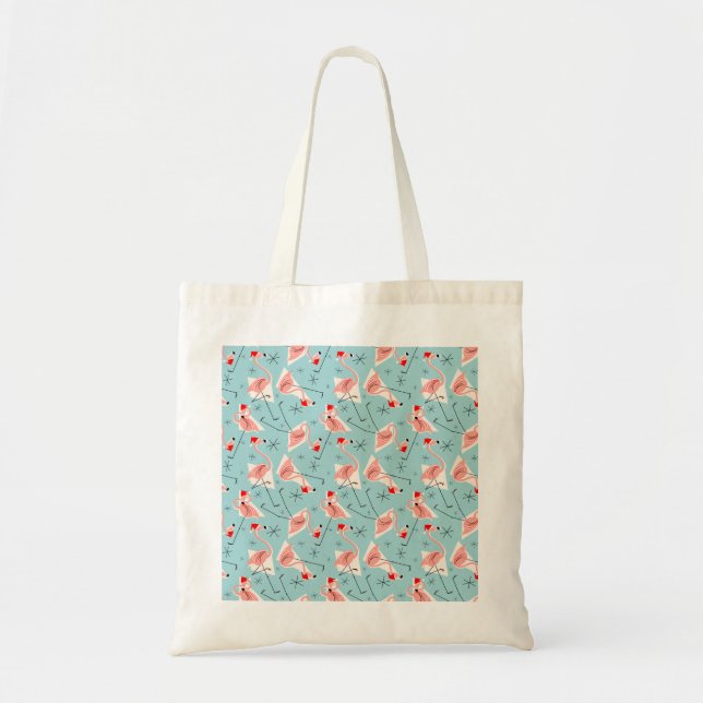 Flamingo Santas Blue Multi tote bag (Front)