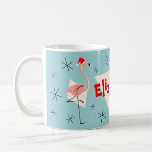 Flamingo Santas Blue Name mug