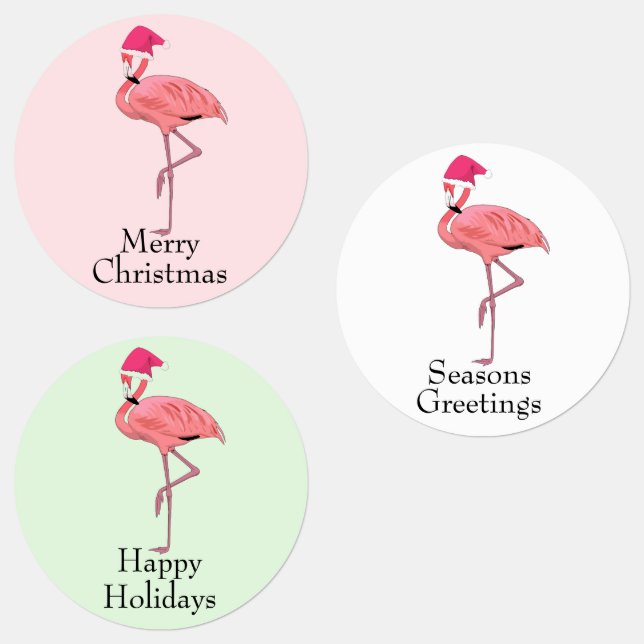 Flamingo Santas Christmas Greetings  (Group)