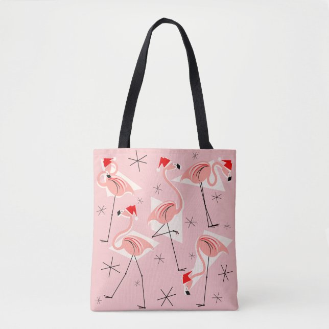 Flamingo Santas Pink all over tote bag (Front)
