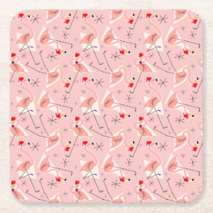 Flamingo Santas Pink Multi coasters square