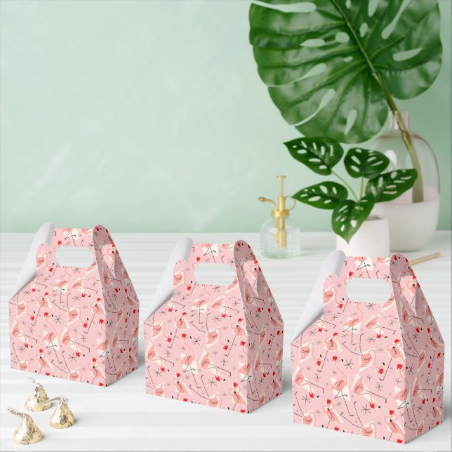 Flamingo Santas Pink Multi gable Favour Box (Multiple)