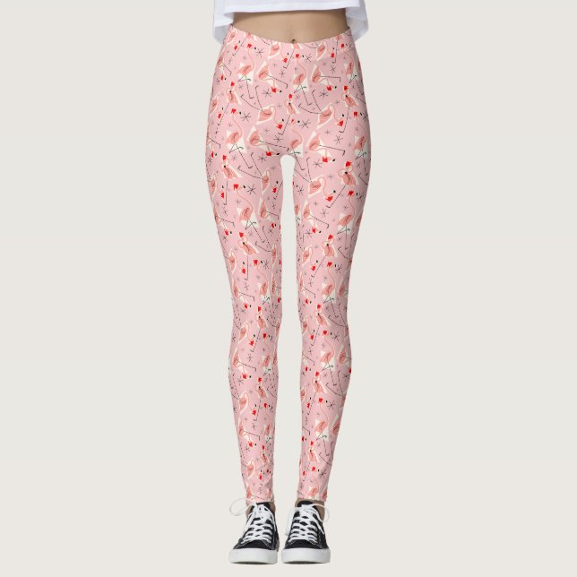 Flamingo Santas Pink Multi leggings (Front)