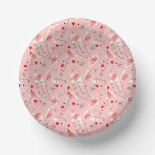Flamingo Santas Pink Multi Paper Plate