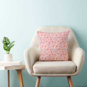 Flamingo Santas Pink Multi throw pillow square