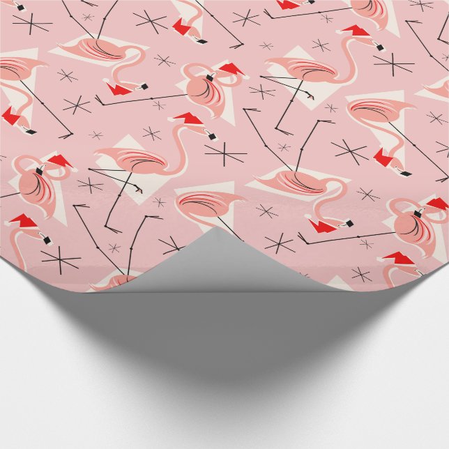 Flamingo Santas Pink Multi wrapping paper (Corner)