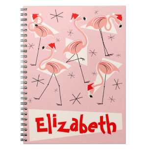 Flamingo Santas Pink Name notebook