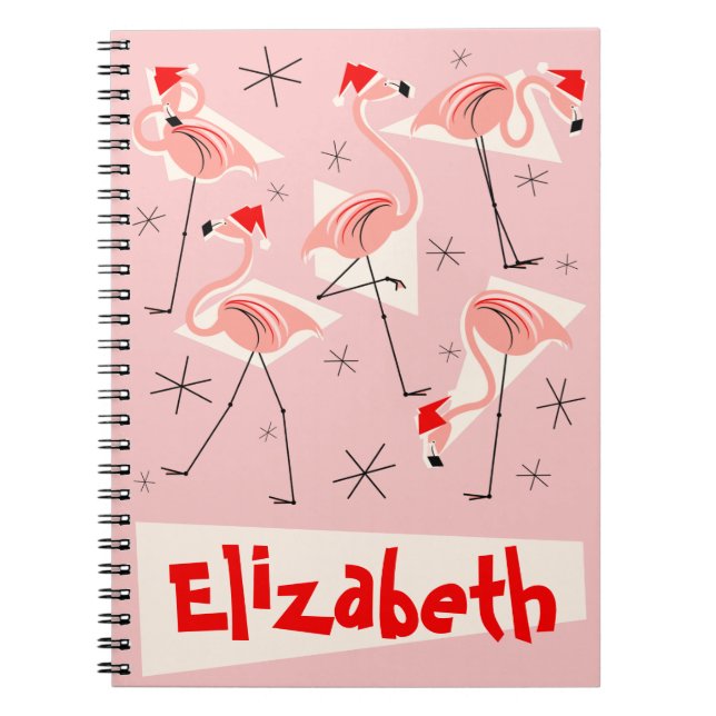 Flamingo Santas Pink Name notebook (Front)
