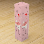 Flamingo Santas Pink wine box<br><div class="desc">A lively,  quirky Christmas design with retro touch featuring pink flamingos wearing Santa hats,  cream geometric shapes,  and stars on a pink (colour change) background.  A customisable design for you to personalise with your own text,  images and ideas. An original digital art image created by QuirkyChic.</div>