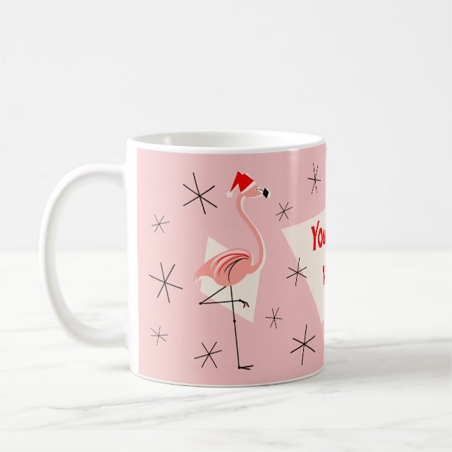Flamingo Santas Pink Your Text mug (Left)