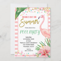 Flamingo School's Out For Summer Invitation