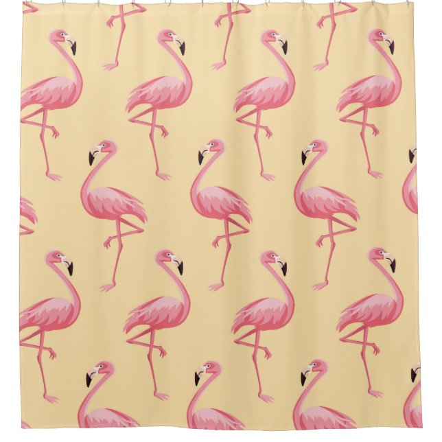 Flamingo seamless pattern background. Pink flaming Shower Curtain (Front)