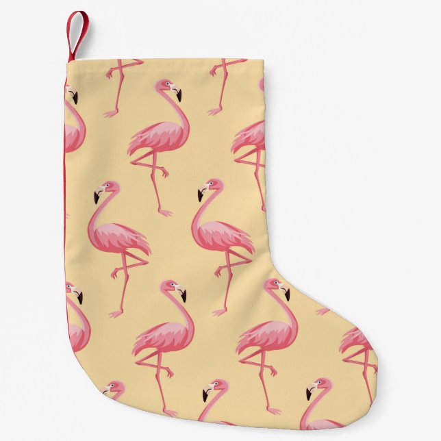 Flamingo seamless pattern background. Pink flaming Small Christmas Stocking (Front)