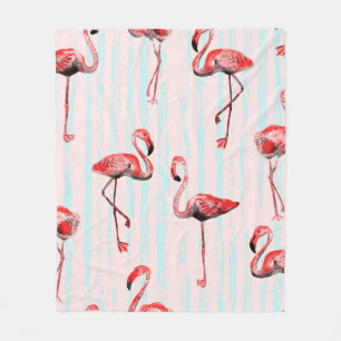 Flamingo seamless pattern fleece blanket