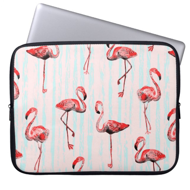Flamingo seamless pattern laptop sleeve (Front)
