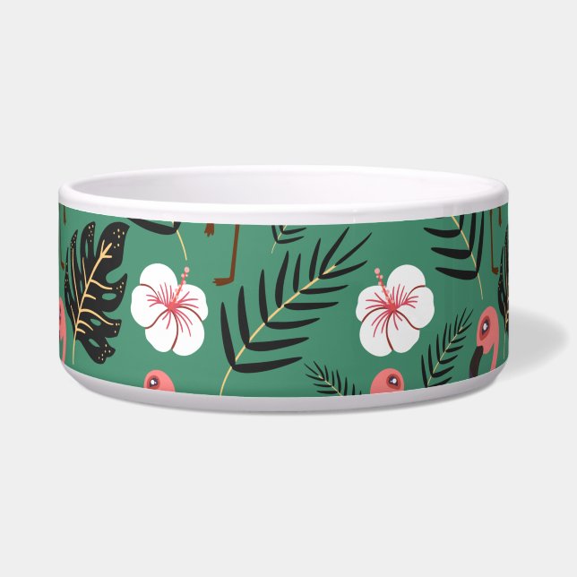 Flamingo seamless pattern pink on green background (Front)