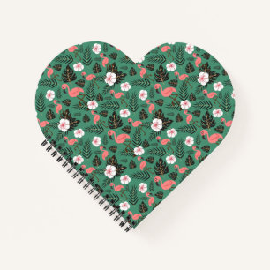 Flamingo seamless pattern pink on green background notebook