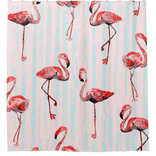 Flamingo seamless pattern shower curtain (Front)