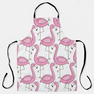 Flamingo seamless pattern, vintage exotic design apron