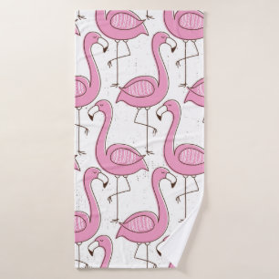 Flamingo seamless pattern, vintage exotic design bath towel