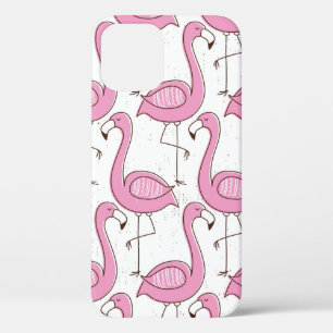 Flamingo seamless pattern, vintage exotic design  iPhone 12 case